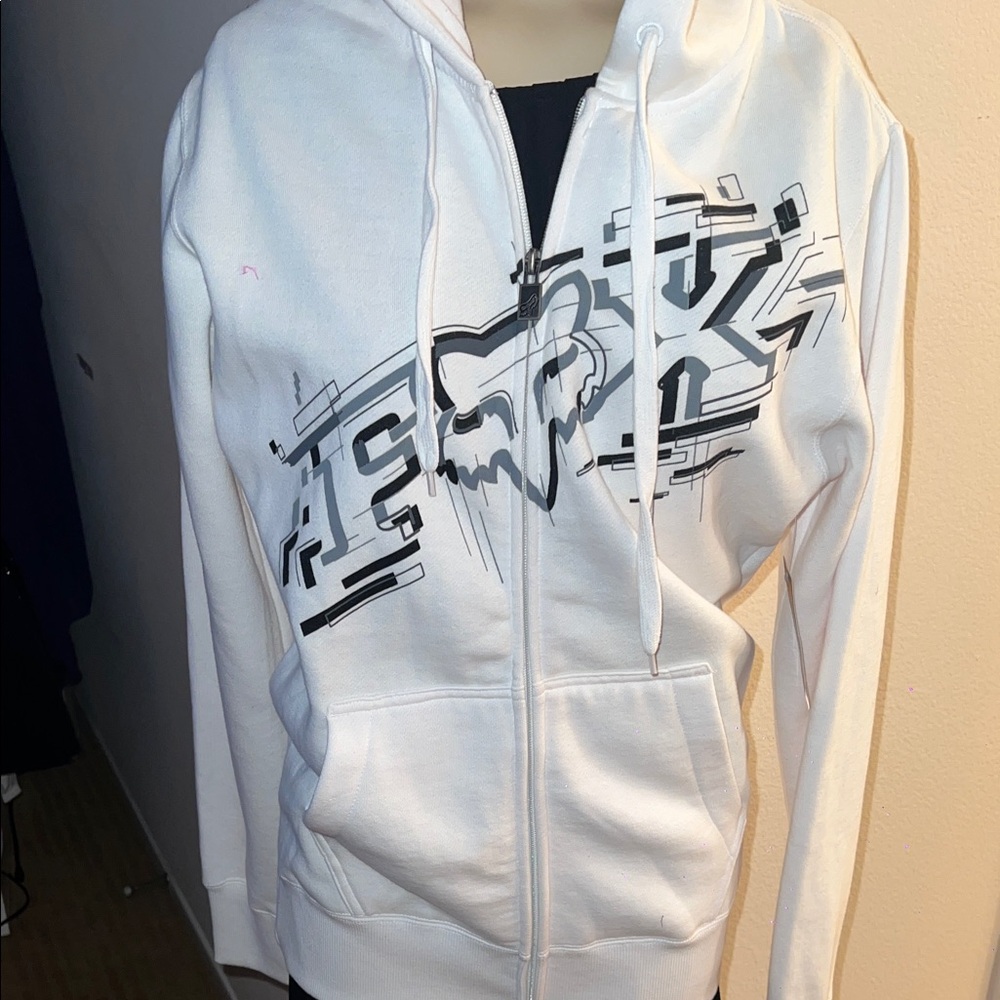 Fox White Graphic Zip-Up Hoodie
